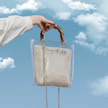 Women's Bag 2020 Summer New Korean-Style All-match Ins Tote Bag Jelly Transparent Bag Bamboo Hand Carrying and Shoulder
Women's Bag 2020 Summer New Korean-Style All-match Ins Tote Bag Jelly Transparent Bag Bamboo Hand Carrying and Shoulder