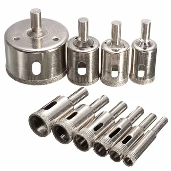 10PCS/set 8-50mm Diamond Hole Drill Set Tool Coated Core Hole Saw Drill Bits Tool Cutter For Tiles Marble Glass Granite