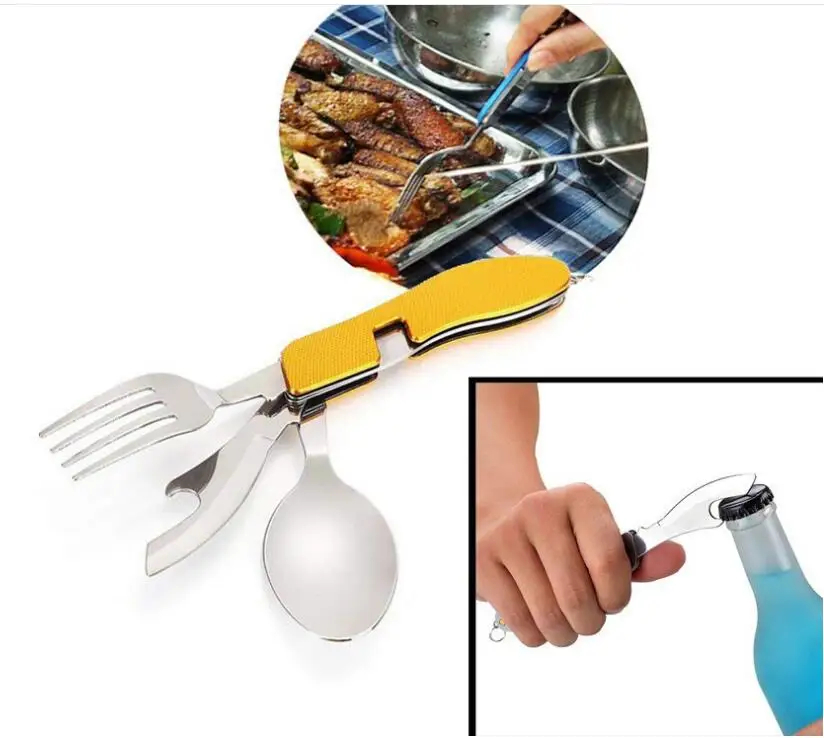 100PC Portable Picnic camp spoon fold Spork fork flatware tableware knife cutlery Bottle can opener multitool multi tool utensil
100PC Portable Picnic camp spoon fold Spork fork flatware tableware knife cutlery Bottle can opener multitool multi tool utensil