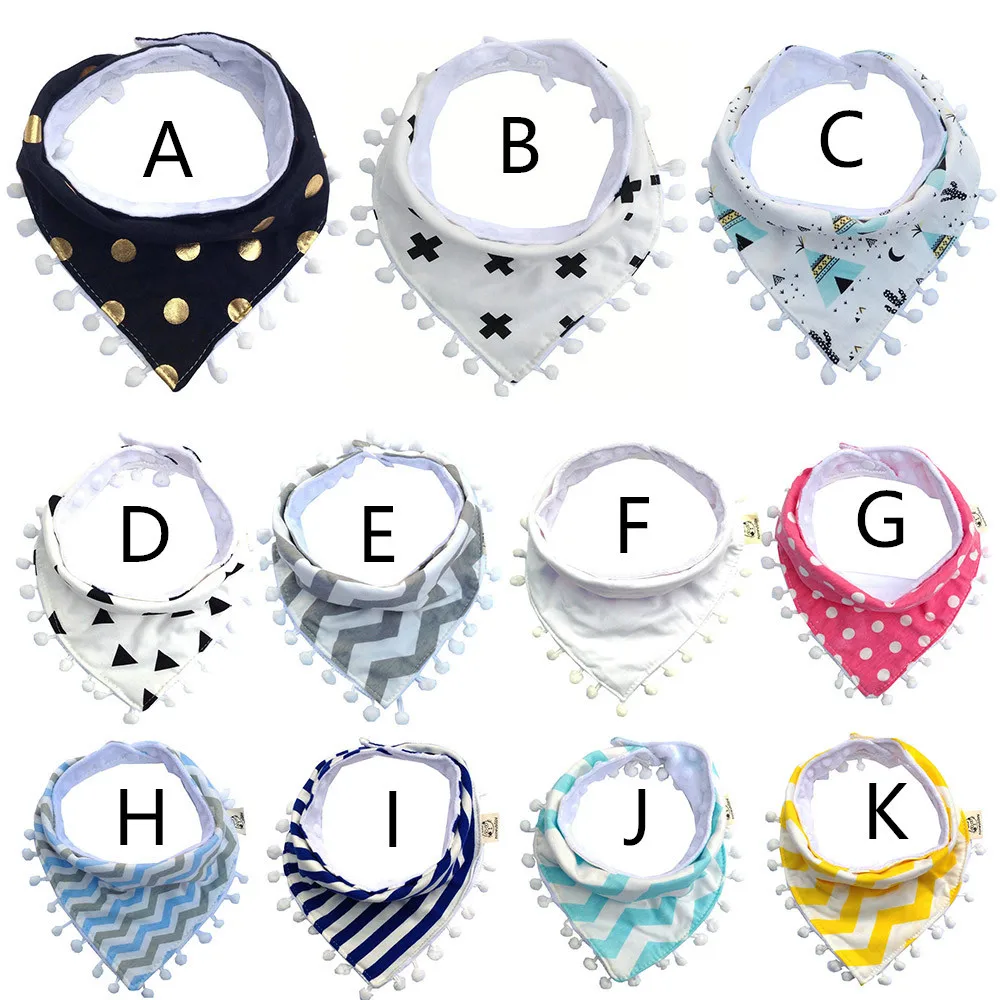 Baby Bandana Bib for 0~3 Yearls Old triangle towel cotton tassels saliva towel bib Boys Girls Saliva Towels
