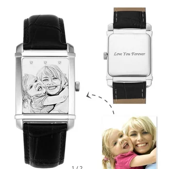 Rectangle Dial Men's Engraved Photo Watch 40*33mm Black Leather Strap - Sketch,Personalized Photo Watch,Custom Photo Watch 
Rectangle Dial Men's Engraved Photo Watch 40*33mm Black Leather Strap - Sketch,Personalized Photo Watch,Custom Photo Watch