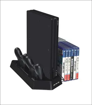 Vertical Stand Cooling Fan Dual Controllers Charging Station Charger Dock for Playstation 4 PS4/Slim/Pro Console+14 Discs Seats
Vertical Stand Cooling Fan Dual Controllers Charging Station Charger Dock for Playstation 4 PS4/Slim/Pro Console+14 Discs Seats