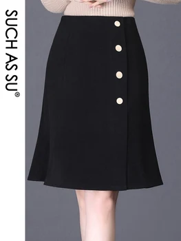 SUCH AS SU New Fashion Buttons 2020 Autumn Winter Wool Skirts Womens Slim High Waist Black Mermaid skirt S-3XL Knee-Length Skirt
SUCH AS SU New Fashion Buttons 2020 Autumn Winter Wool Skirts Womens Slim High Waist Black Mermaid skirt S-3XL Knee-Length Skirt
