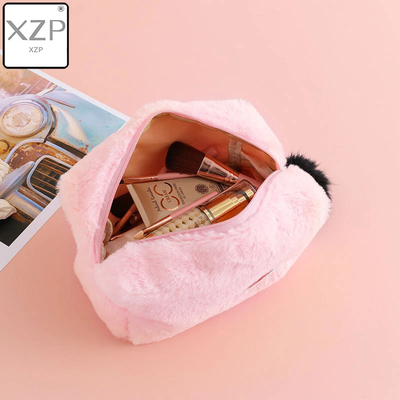 XZP мягкая меховая косметичка вместительная сумка для хранения