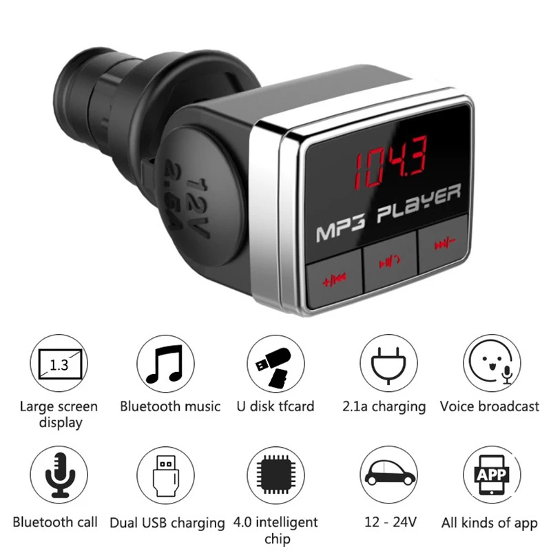 BT10 Car FM Transmitter Bluetooth MP3 Music Player Modulator Handsfree Quick Charging USB U Disk TF Card 1.3" Charger Adapter
BT10 Car FM Transmitter Bluetooth MP3 Music Player Modulator Handsfree Quick Charging USB U Disk TF Card 1.3" Charger Adapter
