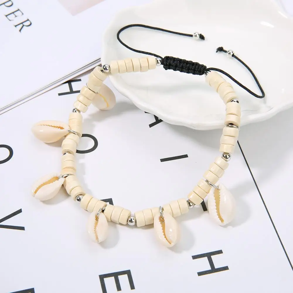 

Natural Shell Cowrie Beach Vintage Leather Ankle Bracelets Sandal Anklet For Women Charming Jewelry Chain Anklets Free Shipping