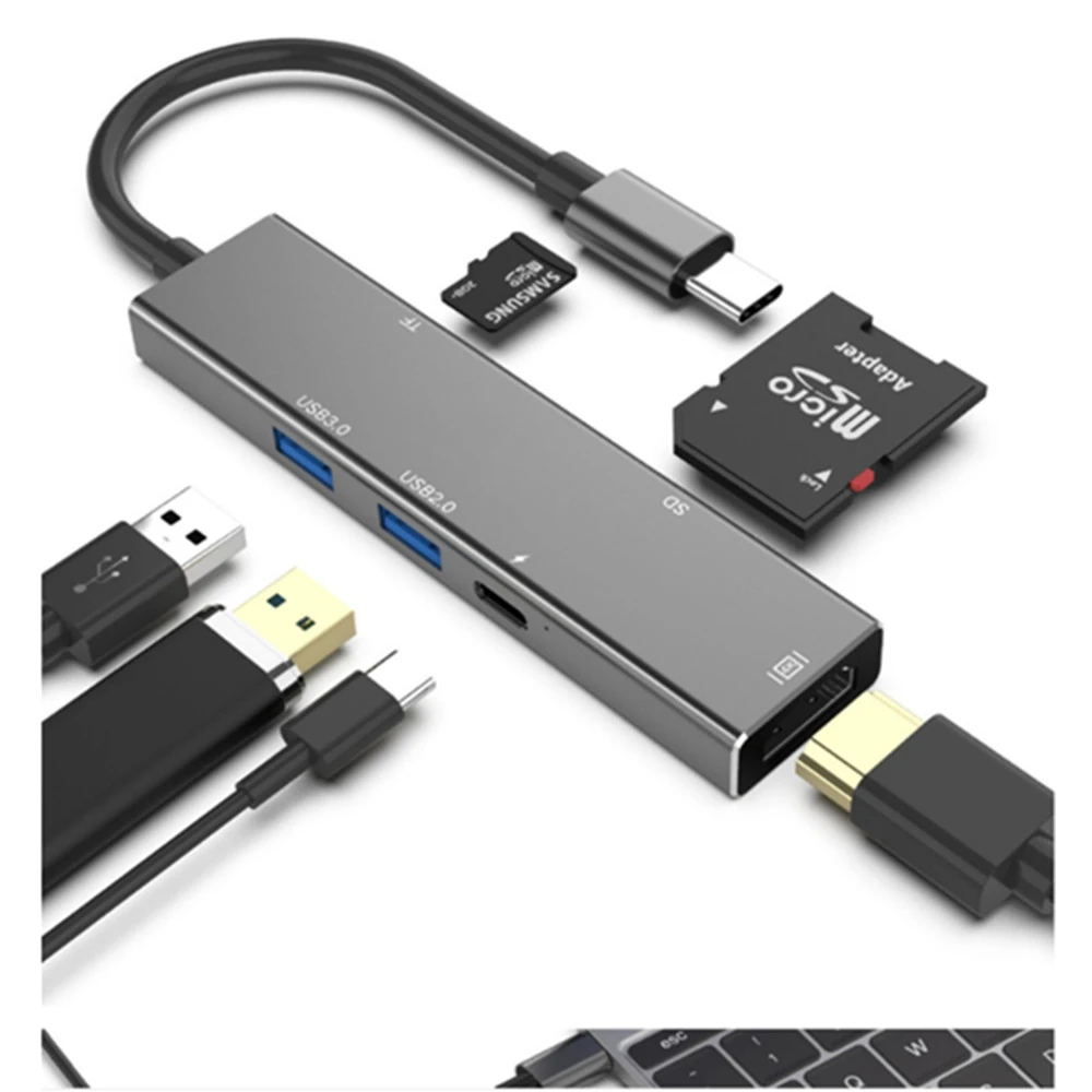 

USB 3.0 6-in-1 type-c USB C for MacBook pro to HDMI TF SD card reader HUB docking station 4K for MacBook Pro / Air 2018/2019