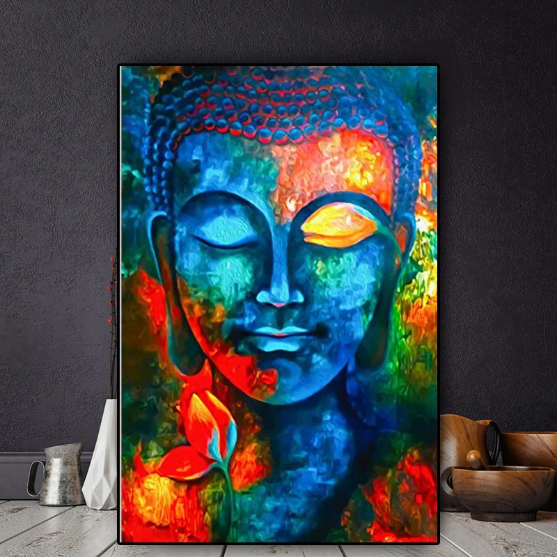 Abstract Buddha Canvas Art Paintings On The Wall Colorful Buddhism Posters And Prints Modern Cuadros Pictures For Living Room | Дом и сад