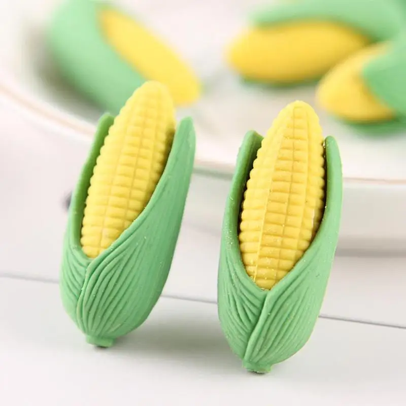 

2pcs Cartoon Corn Shape Eraser Non-toxic Pencil Rubber Eraser Stationery School Office Supplies Gifts Kawaii Erasers For Kids