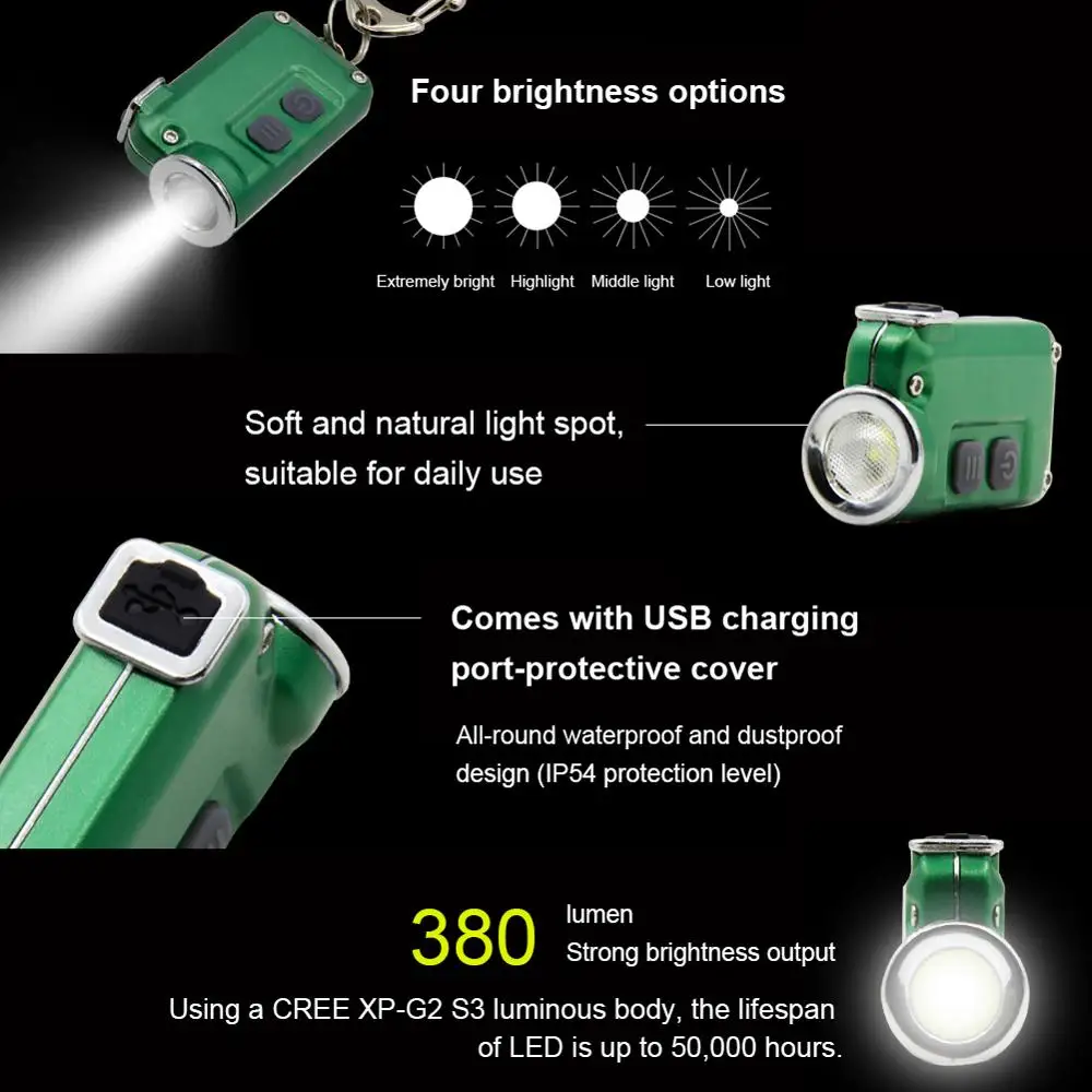 Keychain Flashlight Mini-torch Light Led USB Charge 3W Portable Rechargeable Mini Torch Green Black
Keychain Flashlight Mini-torch Light Led USB Charge 3W Portable Rechargeable Mini Torch Green Black