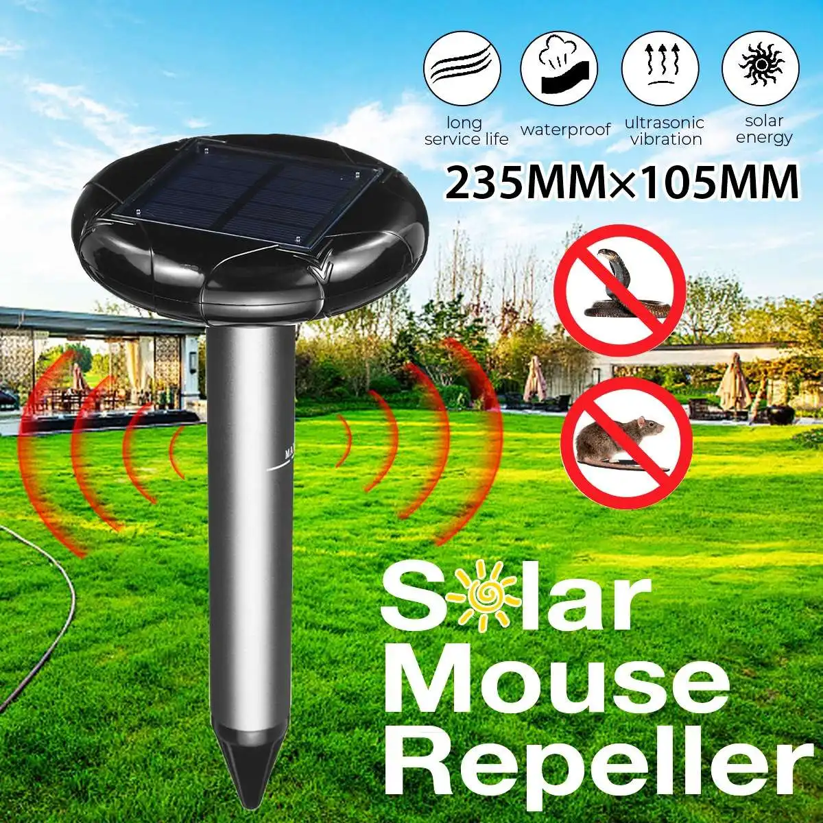 Outdoor Solar Powered Ultrasonic Mouse Foxes Birds Animal Repeller with Motion Sensor Waterproof Farm Garden
Outdoor Solar Powered Ultrasonic Mouse Foxes Birds Animal Repeller with Motion Sensor Waterproof Farm Garden