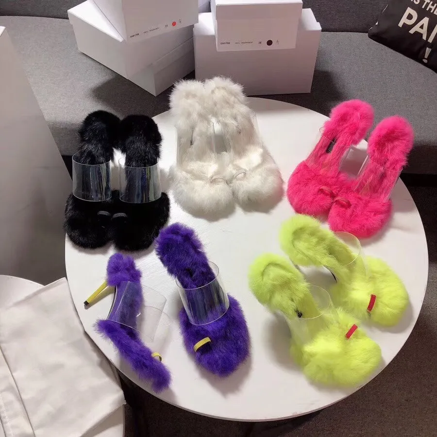 Autumn and winter 2019 PVC color rabbit hair high heels slippers net red Li Wanjun same fashionable all-around women's shoes
Autumn and winter 2019 PVC color rabbit hair high heels slippers net red Li Wanjun same fashionable all-around women's shoes