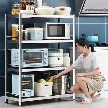 Kitchen rack floor multi-layer storage rack home stainless steel rack dish rack microwave oven pot rack
Kitchen rack floor multi-layer storage rack home stainless steel rack dish rack microwave oven pot rack