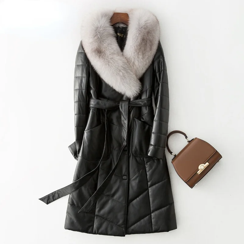 Plus Size 4XL Veste Femme Parkas Genuine Leather Jacket Women 2021 Winter Real Fox Fur Collar Female Duck Down Coats | Женская одежда