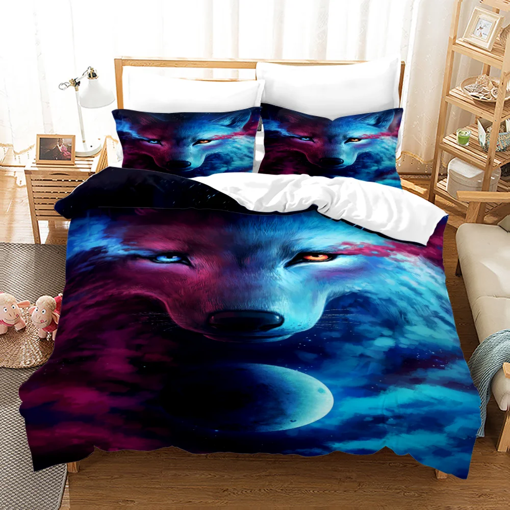 

Wolf Bedding Set Single Twin Full Queen King Size Animal Wolf Bed Set Children's Kid Bedroom Duvetcover Sets 3D Design 001