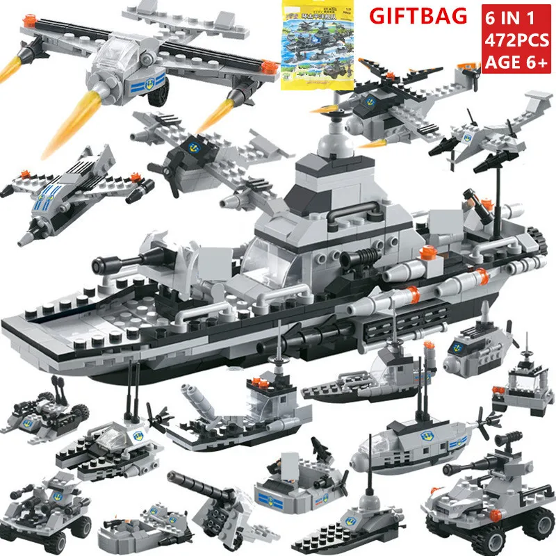 472Pcs INVINCIBLE BATTLES Warship Bricks NAVY Military ARMY Bomber Model LegoINGLs Building Blocks Sets Toys For Children
472Pcs INVINCIBLE BATTLES Warship Bricks NAVY Military ARMY Bomber Model LegoINGLs Building Blocks Sets Toys For Children
