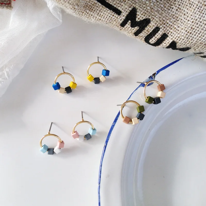 Creative Geometric Circular Stud Earrings Ms Exquisite Candy Color square Pendant Contrast Color Fashion Earrings Gift Jewellery
Creative Geometric Circular Stud Earrings Ms Exquisite Candy Color square Pendant Contrast Color Fashion Earrings Gift Jewellery
