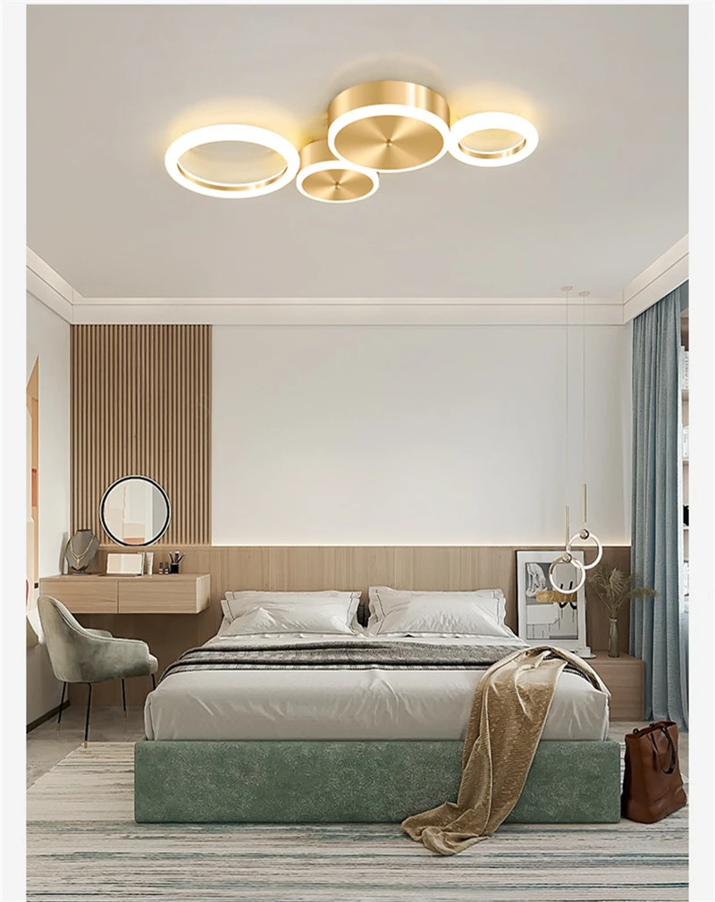Tanie Postmodernistyczny złoty pierścień LED lampa sufitowa salon dekoracji żyrandol podsufitowy sklep