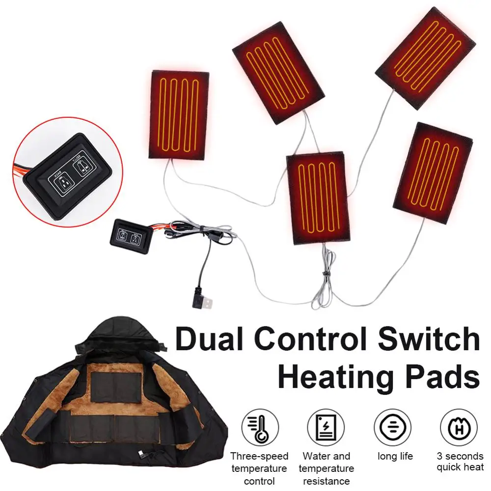 Dual Control Switch 5v Three-Speed Temperature Adjustment and Separate Control USB Five Heating Plate Suitable for Heating Vest
Dual Control Switch 5v Three-Speed Temperature Adjustment and Separate Control USB Five Heating Plate Suitable for Heating Vest