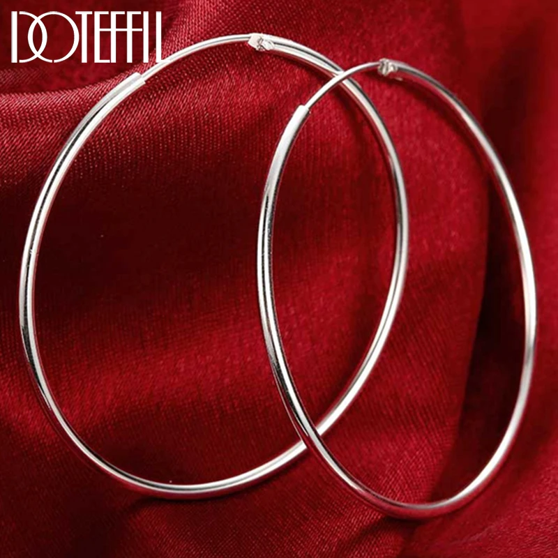 DOTEFFIL 100% 925 Sterling Silver Hoop Earring 50mm Round Circle Loop Gifts Simple Smooth Big Earrings For Women Jewelry
DOTEFFIL 100% 925 Sterling Silver Hoop Earring 50mm Round Circle Loop Gifts Simple Smooth Big Earrings For Women Jewelry