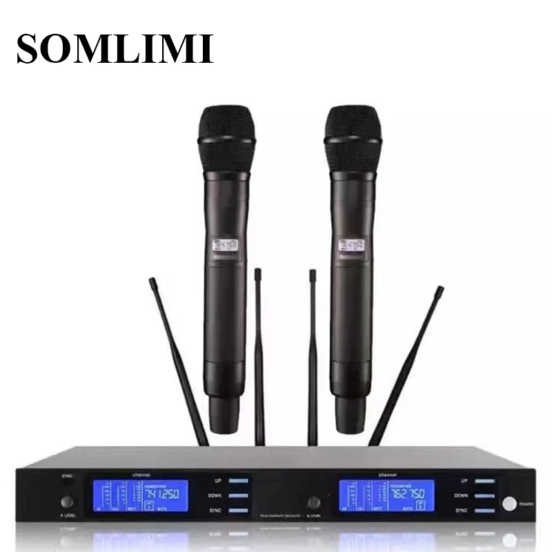 SOM Kalaoke Stage Performance Wedding Home KTV AXT200D Professional Dual Wireless Microphone System Super cardioid High quality
SOM Kalaoke Stage Performance Wedding Home KTV AXT200D Professional Dual Wireless Microphone System Super cardioid High quality