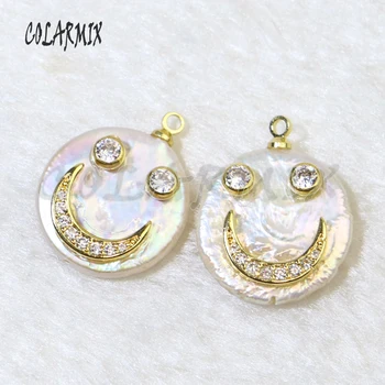 10pieces smile face pendants fresh water pearl accessories pendants beads for jewelry making zircon fashion pearl pendants 9510 
10pieces smile face pendants fresh water pearl accessories pendants beads for jewelry making zircon fashion pearl pendants 9510