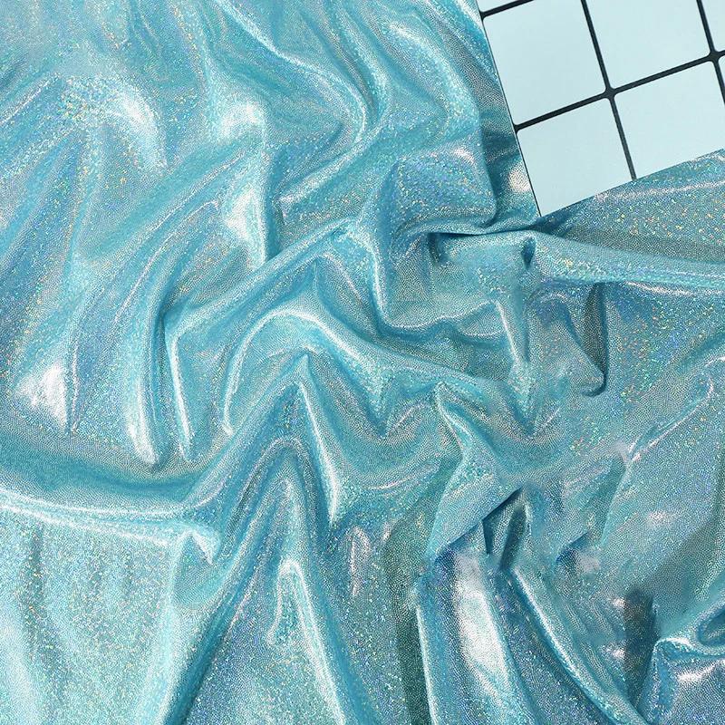 Флуоресцентная ткань лазерная Растяжка вязаная красочная блестящая ...