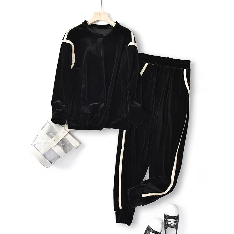 Shuchan Fall Winter Velvet 2piece Set Women Two Piece Set Top and Pants Women Sets Clothes Matching Sets for Women Black
Shuchan Fall Winter Velvet 2piece Set Women Two Piece Set Top and Pants Women Sets Clothes Matching Sets for Women Black
