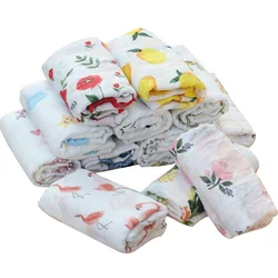 PINK SWAN 100%Cotton Flamingo Rose fruits Print Muslin Baby Blankets Bedding Infant Swaddle Towel For Newborns Swaddle Blanket
