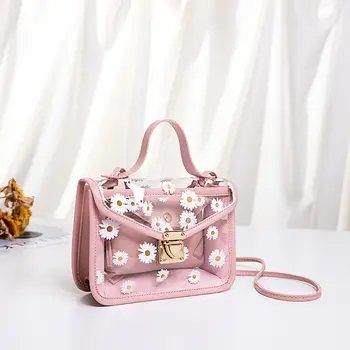 Women Transparent Daisy Pattern Shoulder Bag Hardware Chain Strap Color Square Block Messenger Handbag Composite Tote
Women Transparent Daisy Pattern Shoulder Bag Hardware Chain Strap Color Square Block Messenger Handbag Composite Tote