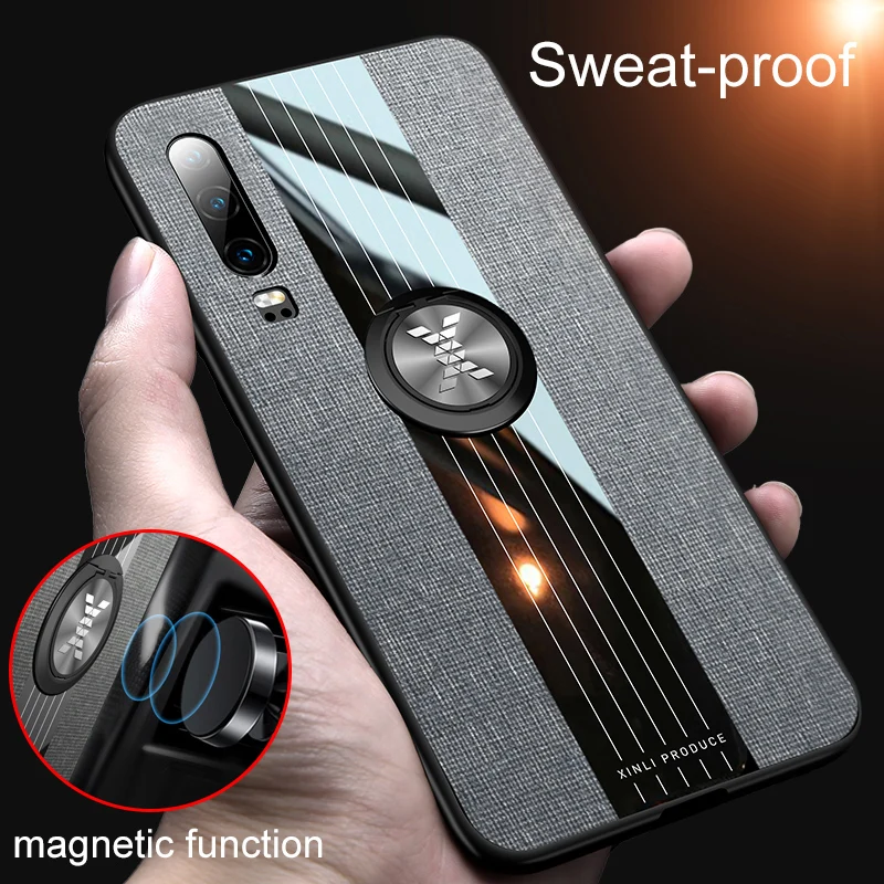 Фото Чехол с магнитным кольцом для телефона Huawei P30 P20 lite Mate 30 20 Pro тканевый чехол мягкой