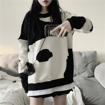 Autumn and winter new Korean cow lazy wind sweater women 
Autumn and winter new Korean cow lazy wind sweater women