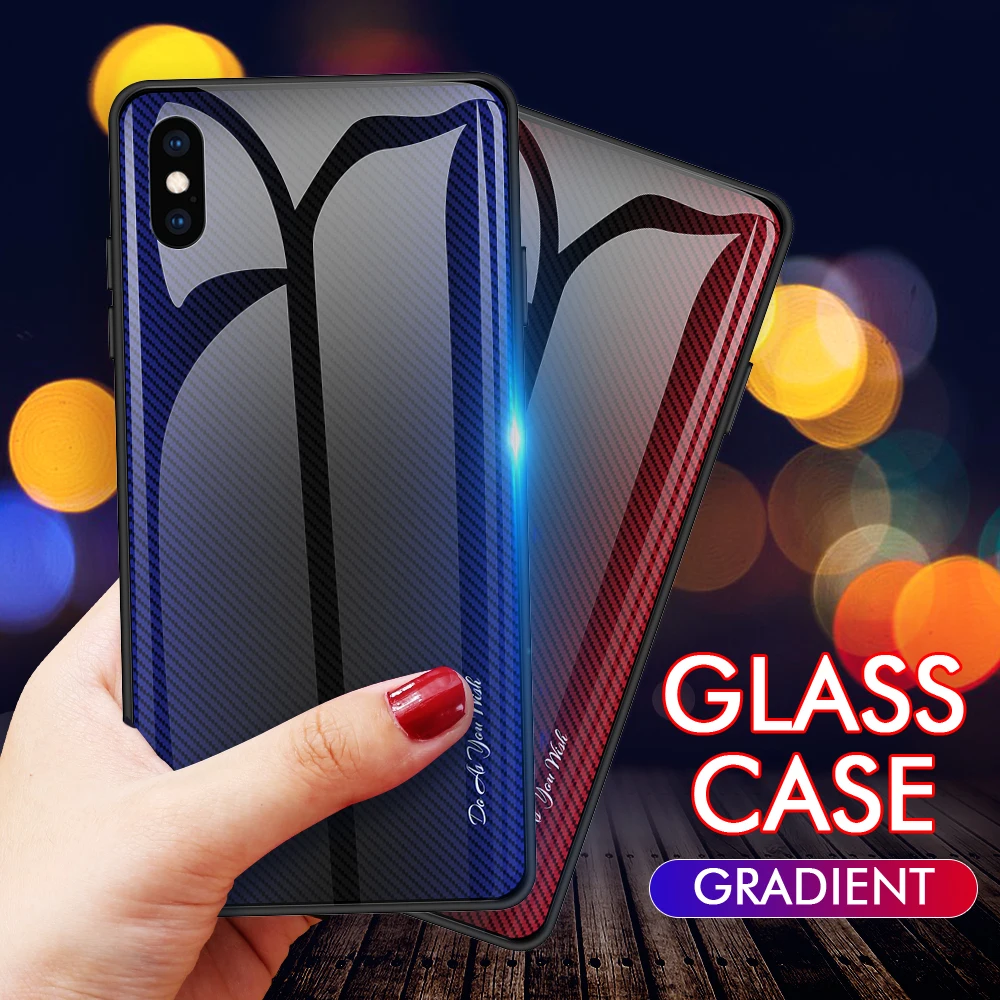 

9H Hard Tempered Glass Phone Case For iPhone 6 6s Plus 7 8 X XS MAX XR 11 Pro Gradient Texture Clear Slim Cover Luxury Trendy