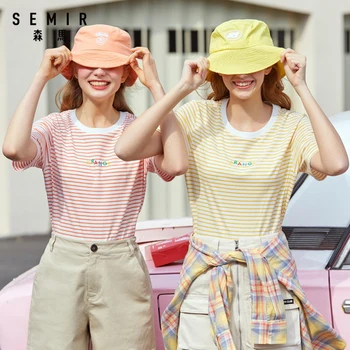 Semir 2020 summer new short sleeve T-shirts women fresh striped embroidery bottoming shirt o neck tshirt for women clothes
Semir 2020 summer new short sleeve T-shirts women fresh striped embroidery bottoming shirt o neck tshirt for women clothes