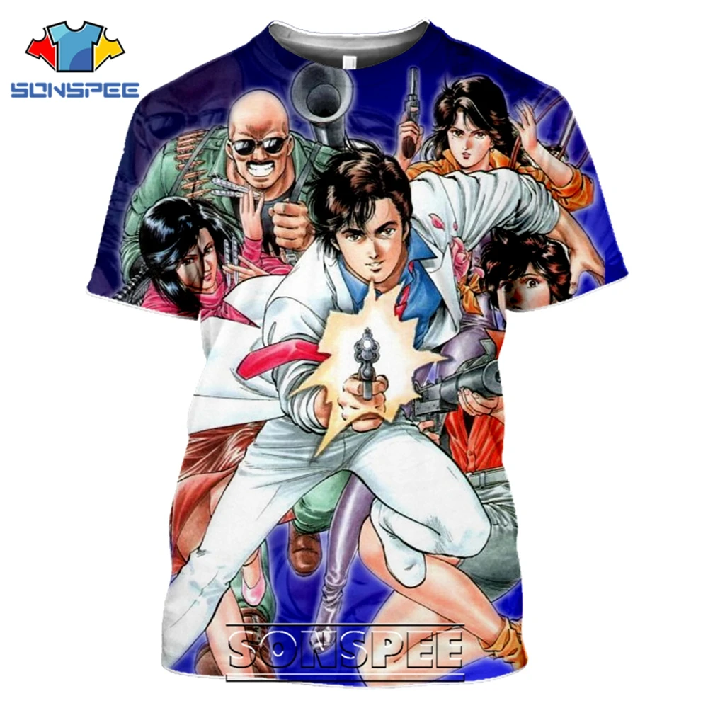 SONSPEE T-shirts CITY HUNTER 3D Print Men Women Vintage Casual Hip Hop Japanese Streetwear Retro Anime Harajuku Tees Tops Shirt (14)