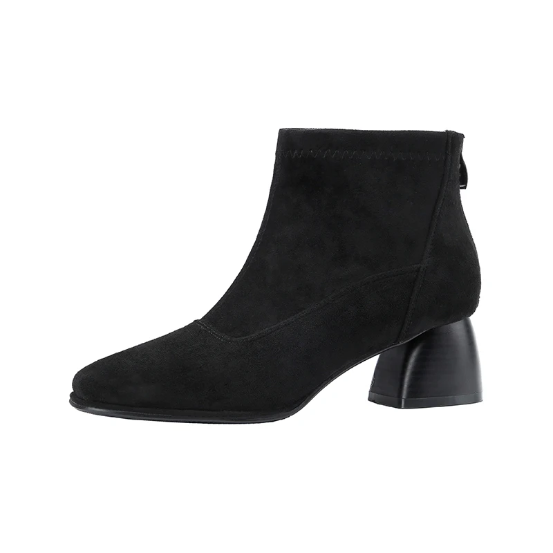 Europe and the United States wind thin high-heeled elastic boots suede square head thick with thin boots wild warm women's boot
Europe and the United States wind thin high-heeled elastic boots suede square head thick with thin boots wild warm women's boot