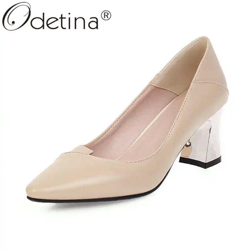 Odetina Women Concise Block High Heel Pull On Non-slip Party Shoes Lady Fashion Sewing Pointed Toe Office Lady Retro Dress Shoes 
Odetina Women Concise Block High Heel Pull On Non-slip Party Shoes Lady Fashion Sewing Pointed Toe Office Lady Retro Dress Shoes