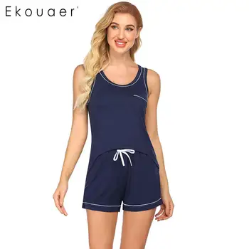 Ekouaer Women Summer Pajamas Sets Nightwear O-Neck Sleeveless Pocket Pajama Ladies Sexy Lingerie Homewear Clothes
Ekouaer Women Summer Pajamas Sets Nightwear O-Neck Sleeveless Pocket Pajama Ladies Sexy Lingerie Homewear Clothes