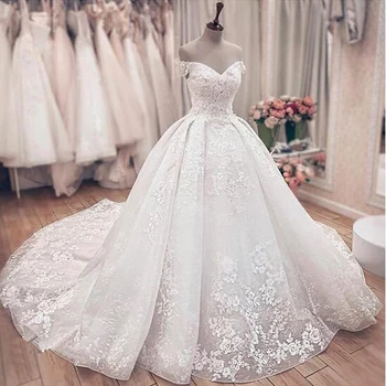 Gorgeous Lace Ball Gown Wedding Dresses Princess Off The Shoulder Lace Up Back Muslim Bride Wedding Gowns Marrige Ball Gowns 
Gorgeous Lace Ball Gown Wedding Dresses Princess Off The Shoulder Lace Up Back Muslim Bride Wedding Gowns Marrige Ball Gowns