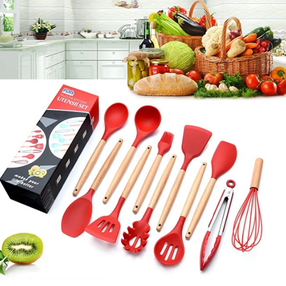 10/11/12/13 PCS Kitchen Utensils Set Red Cooking Utensils Set Silicone Kitchen Tools Gadgets Wooden Spatula Set with Holder box
10/11/12/13 PCS Kitchen Utensils Set Red Cooking Utensils Set Silicone Kitchen Tools Gadgets Wooden Spatula Set with Holder box