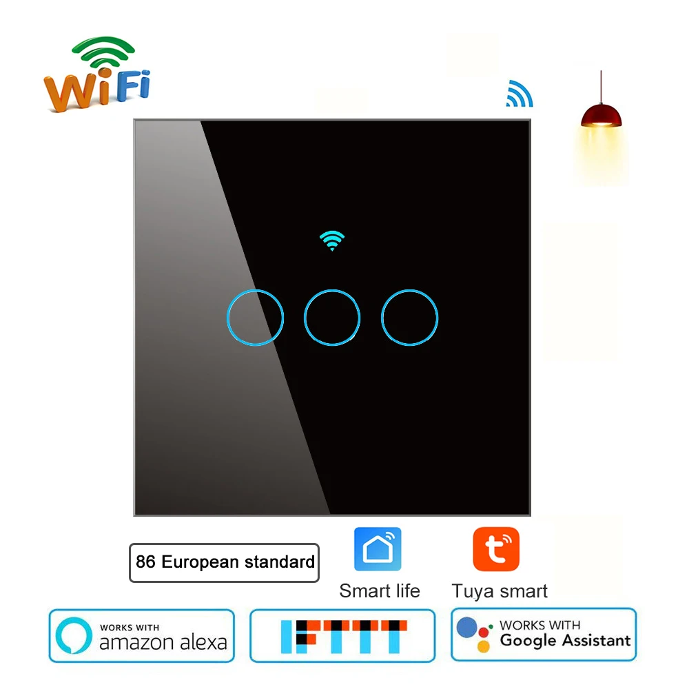 Smart life wifi light switch 10A smart wall touch switch Voice Control Compatible Alexa Google IFTTT Remote Control timer switch
Smart life wifi light switch 10A smart wall touch switch Voice Control Compatible Alexa Google IFTTT Remote Control timer switch