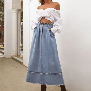 Midi Ankle Length Korean Elegant Button High Waist A Line Skirt Jeans Female Pleated School Denim Skirt Women
Midi Ankle Length Korean Elegant Button High Waist A Line Skirt Jeans Female Pleated School Denim Skirt Women