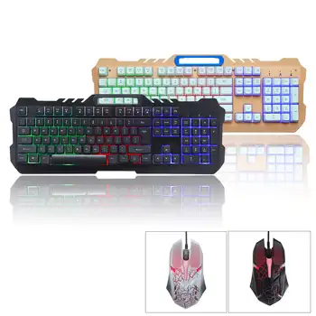 104 Keys Mechanical Feeling Keyboard and Mouse Set USB Wired 1600dpi RGB Backlight Multimedia keys Gaming Keyboard Gaming Mouse
104 Keys Mechanical Feeling Keyboard and Mouse Set USB Wired 1600dpi RGB Backlight Multimedia keys Gaming Keyboard Gaming Mouse