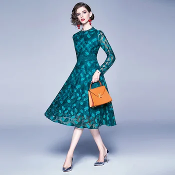 HAMALIEL New Arrival Long Sleeve Ball Gown Dress Autumn Women's Lace Patchwork Floral Print Dress Vintage Hollow Out Green Dress
HAMALIEL New Arrival Long Sleeve Ball Gown Dress Autumn Women's Lace Patchwork Floral Print Dress Vintage Hollow Out Green Dress