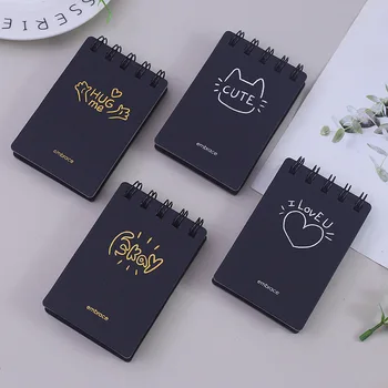 High Quality Mini Embrace Black Paper Gilding Pocket Portable Spiral Notebooks Notepad Diary Planner School Office Stationery Ne