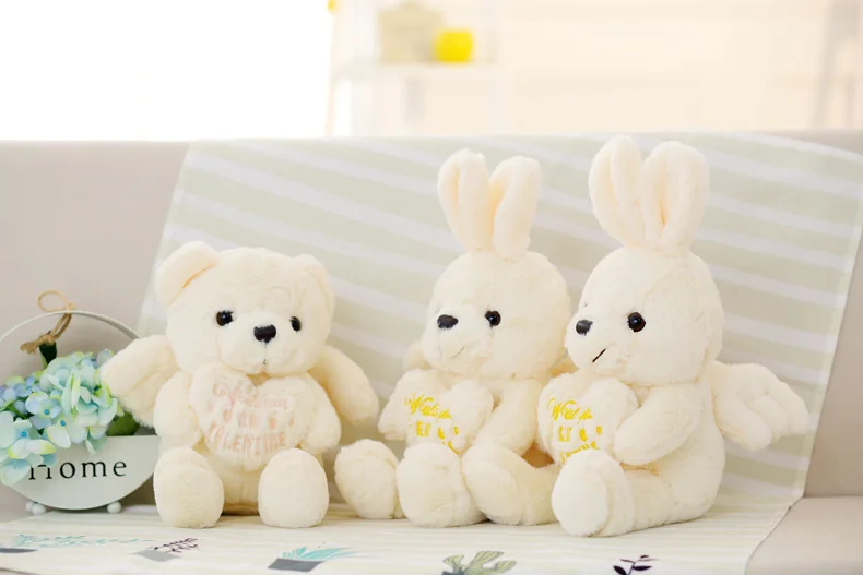 cute angel hugging little bear rabbit doll teddy