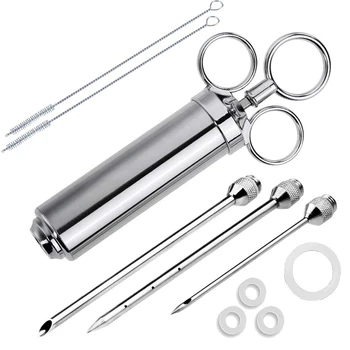 Meat Injector Syringe, 2-oz Marinade Flavor Injector 304 Stainless Steel with 3 Professional Needles,2 Cleaning Brushes and 4 Si
Meat Injector Syringe, 2-oz Marinade Flavor Injector 304 Stainless Steel with 3 Professional Needles,2 Cleaning Brushes and 4 Si