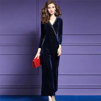 Womens Gold Velvet Jumpsuit Long Pants 2019 Fashion Sexy V-neck beaded velvet long sleeve Plus Size S-4XL Female Working Rompers
Womens Gold Velvet Jumpsuit Long Pants 2019 Fashion Sexy V-neck beaded velvet long sleeve Plus Size S-4XL Female Working Rompers