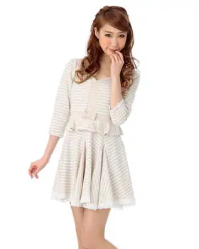 LIZ LISA Navy striped knitting three quarter sleeve dress 
LIZ LISA Navy striped knitting three quarter sleeve dress