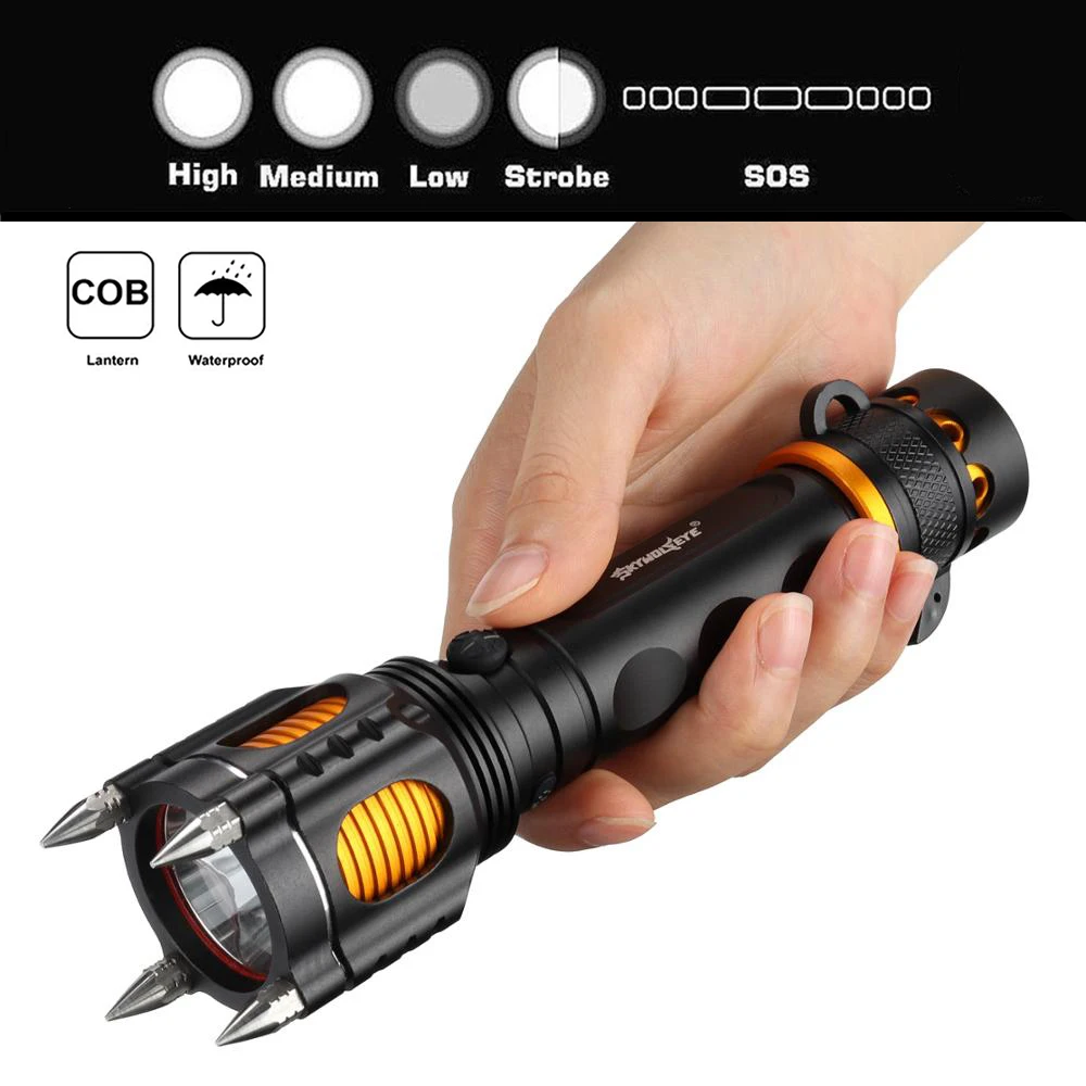 T6 LED Flashlight Rechargeable 5 Mode 18650 Torch Seat Belt Cutter Attack Head Audible Alarm Emergency Security Rescue Lantern
T6 LED Flashlight Rechargeable 5 Mode 18650 Torch Seat Belt Cutter Attack Head Audible Alarm Emergency Security Rescue Lantern